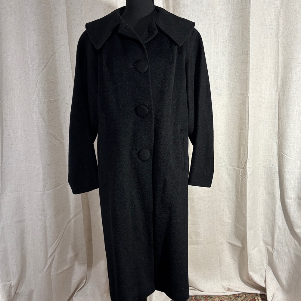 Vintage 50s/60s J.P. Steven’s “Velustre” Women’s Black Wool Overcoat